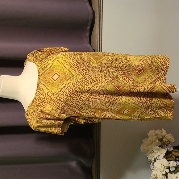 Anne Klein Gold Patternwd Top - Ladies XL - Picture 1 of 8